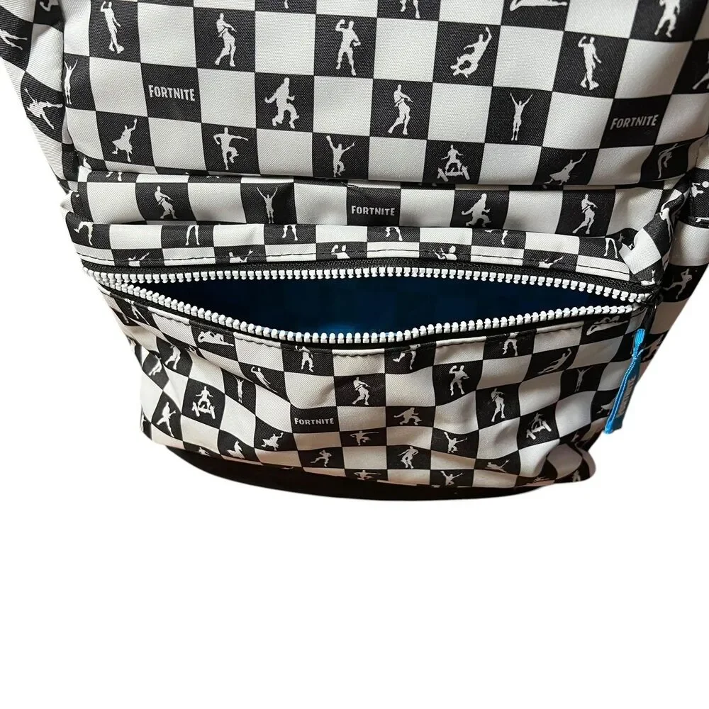 Fortnite Checkerboard Backpack Black White Padded School Bag Carry-On Video Game